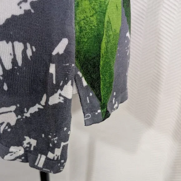 San Francisco Lightweight Knit Floral Print Top Cowl Neck Sleeve Ties Medium - Picture 9 of 12